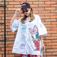 graffiti cartoon sequin womens shirts rabbit print pants 2021 summer two piece suit fashion casual streetwear