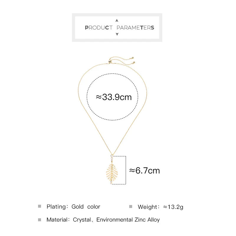 Изысканный Кристалл Золото Цвет кулон в форме листа Цепочки и ожерелья для Для