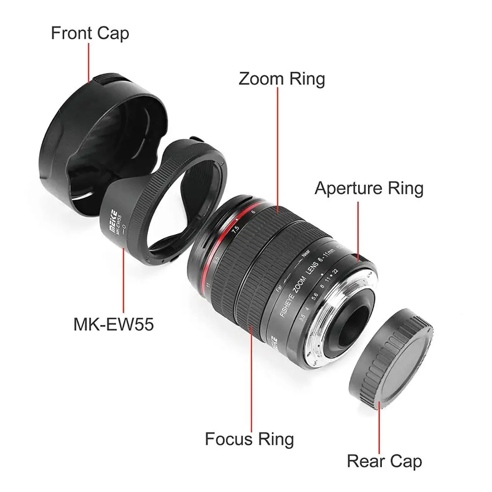 Meike 6-11 мм ультра широкий F3.5 зум объектив Fisheyes для всех камер Nikon F Mount DSLR D3400 D5500 D5600