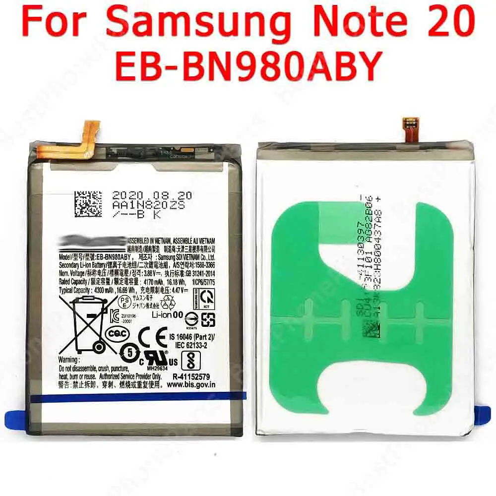 

For Samsung Galaxy Note 20 Note20 N980 4G 5G Battery Spare Parts Replacement Original Cellphone EB-BN980ABY 4300 mAh Bateria