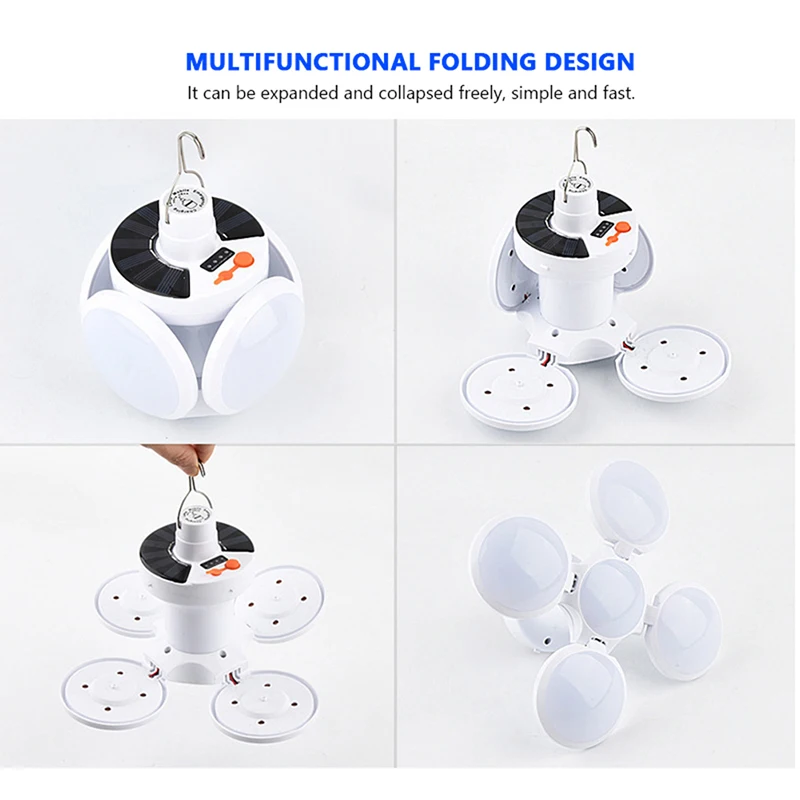 

LED Camping Light Foldable LED Portable Lantern USB Rechargeable Hanging Hook Outdoor Camping Lamp Nightlight With Battery