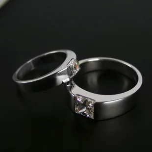 

TN238 1 carat NSCD Princess Cut silver Couple Jewelry, promise ring for couple Wedding rings,lovers' Ring