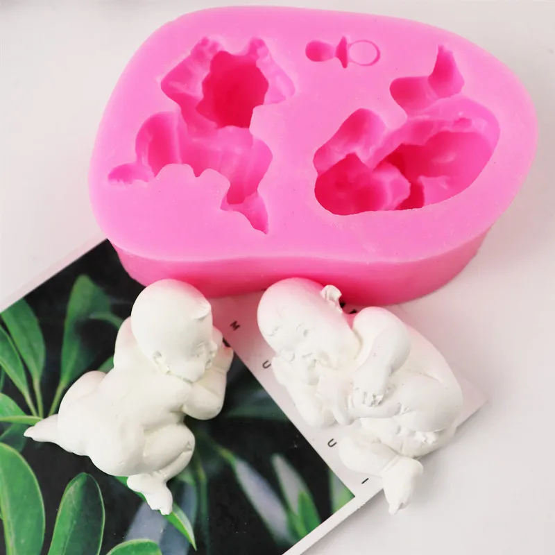 

Две милые дети, пальцы спальный Fondant (сахарная) силиконовая форма для ручной работы мыло форма для выпечки тортов DIY украшения выпечки инстру...