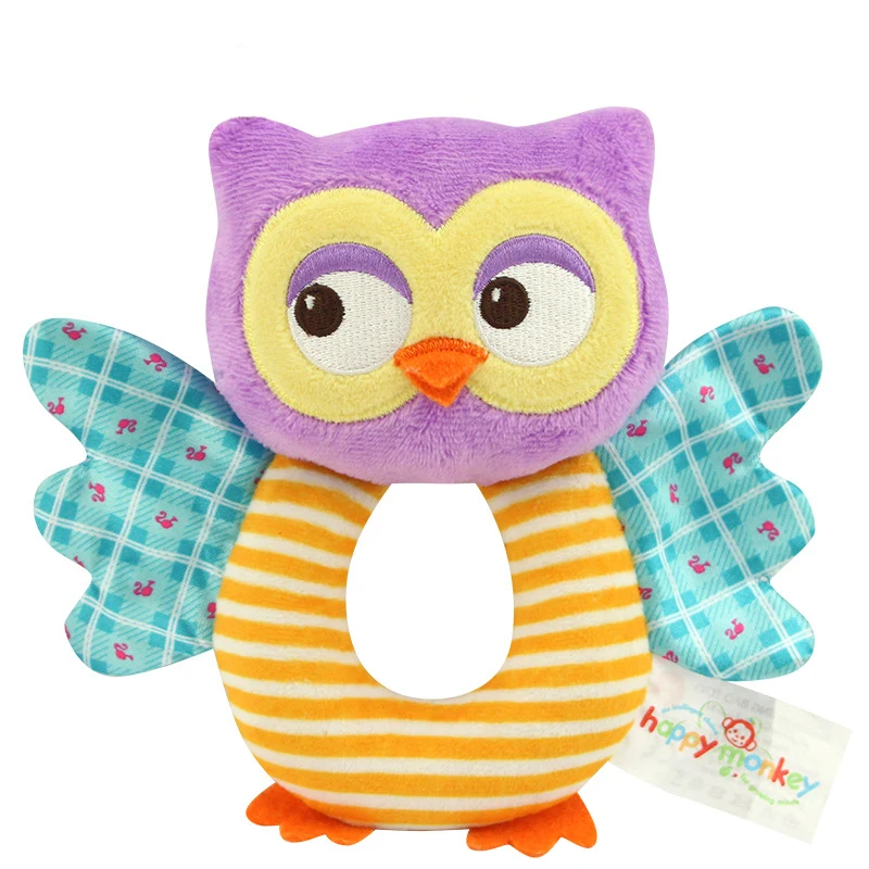 HAPPY MONKEY baby toys O-type bells early education puzzle plush toys baby hand bell WJ534
