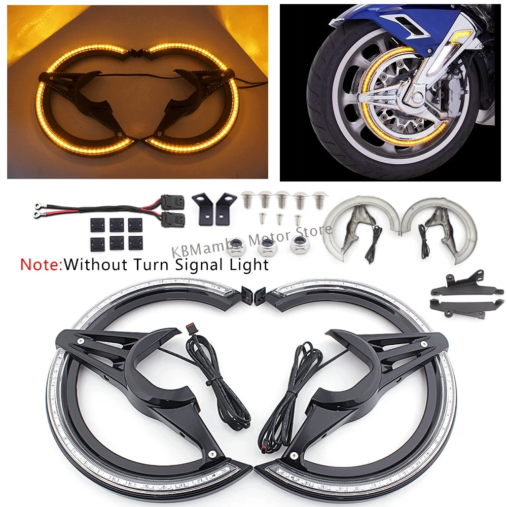

Pair Chrome-Plated Brake Disc Rotors Covers With LED Cornering Lamp For Honda Goldwing GL1800 Gold Wing Tour DCT Airbag 2018-up