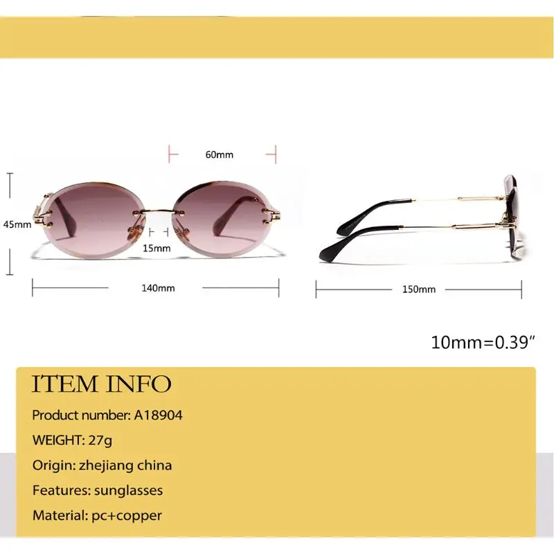 

1Pair Diamond Cut Retro Oval Sunglasses Female Crystal Texture Borderless Glasses Ladies Decorative Accessories Gifts