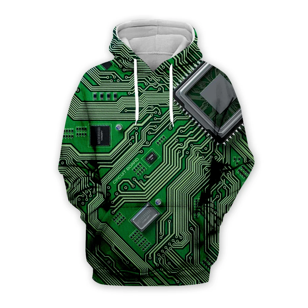 

Мужская толстовка с капюшоном электронный чип в стиле «хип-хоп» Для мужчин 3d принтом толстовки Harajuku в стиле «панк» пуловер унисекс толстовк...