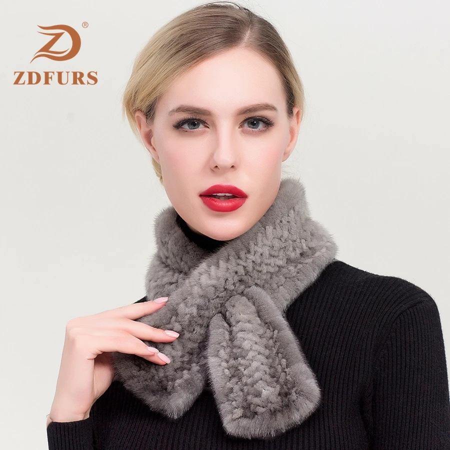 ZDFURS* женский настоящий норковый шарф короткий параграф крест Корейская версия ручной работы Женский вязаный меховой воротник норковый мех шаль шарфы
