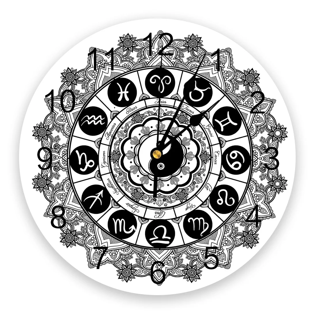 Мандала с круглым узором цветок ПВХ настенные часы цифровые домашний декор