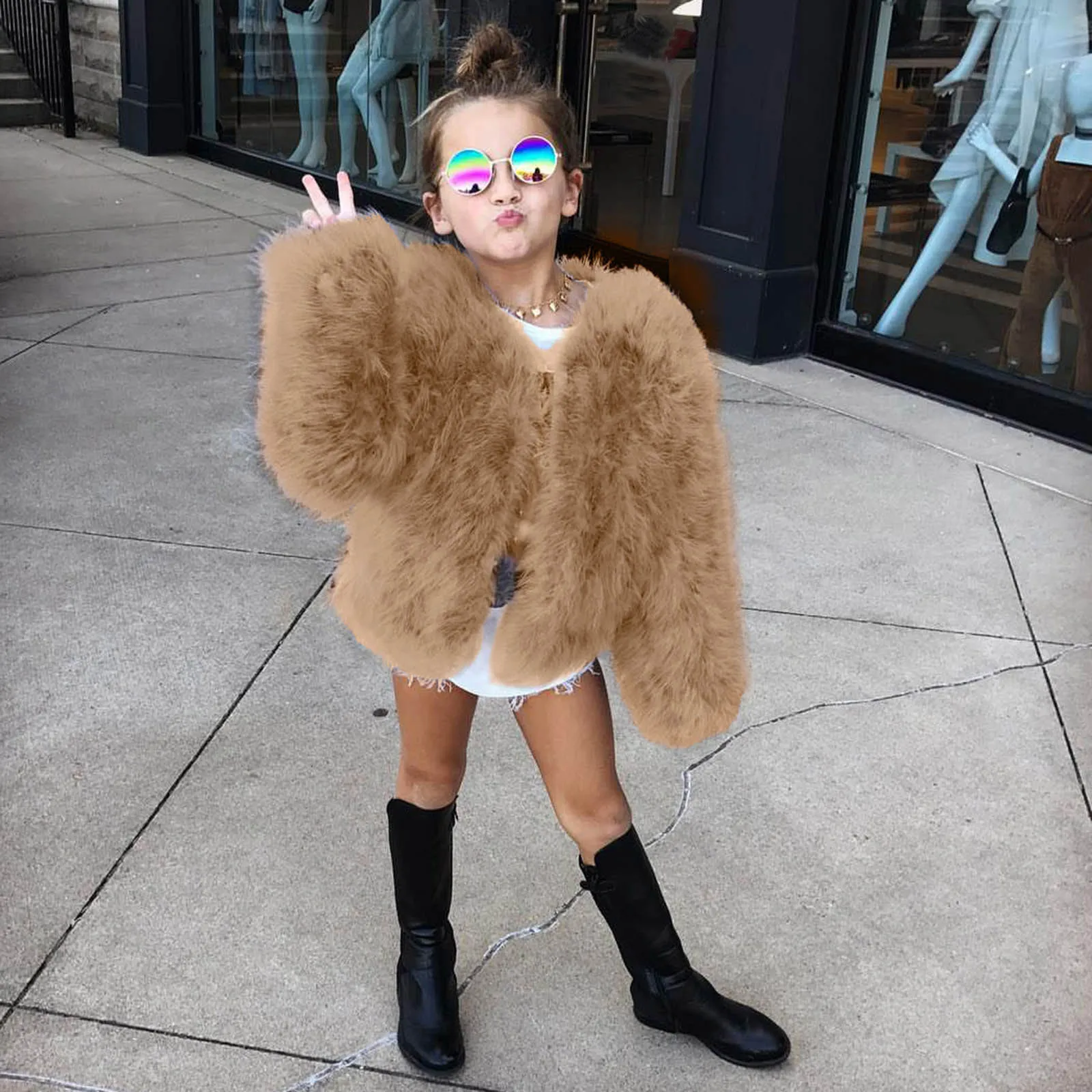 Детская зимняя куртка с искусственным мехом на осень/весну