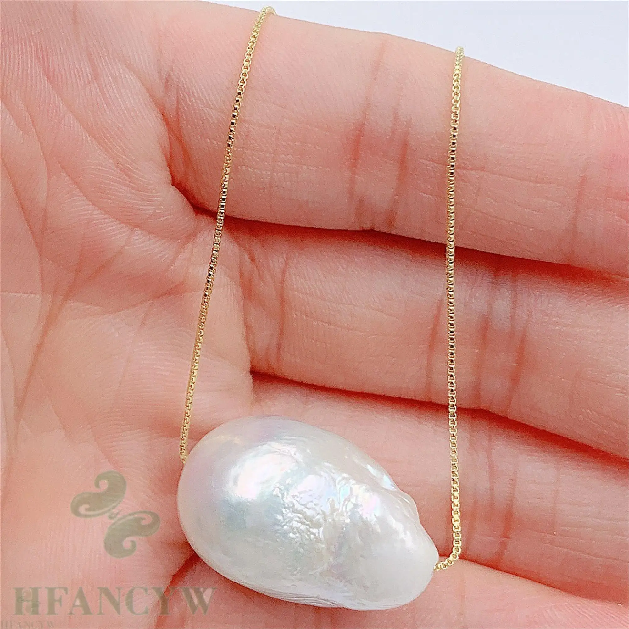 16x24 мм белая жемчужная подвеска в стиле барокко золотое ожерелье 18 дюймов