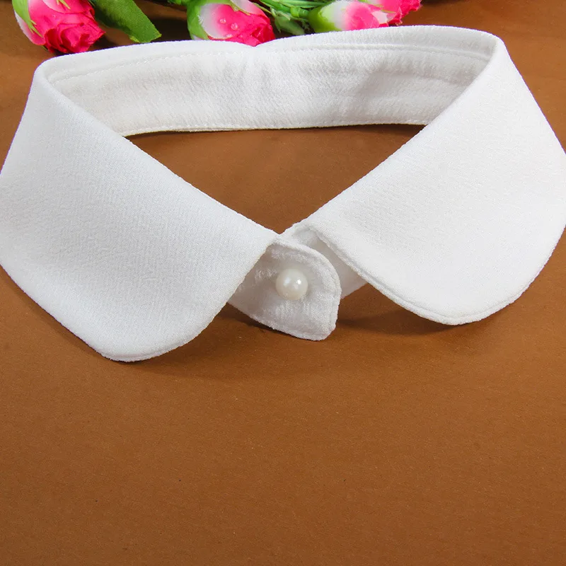 

2023 Women Chiffon Bow Neck Tie Solid White Shirt Neckline Fake Collar Lady Detachable False Collars Removable Lapel Blouse Tops