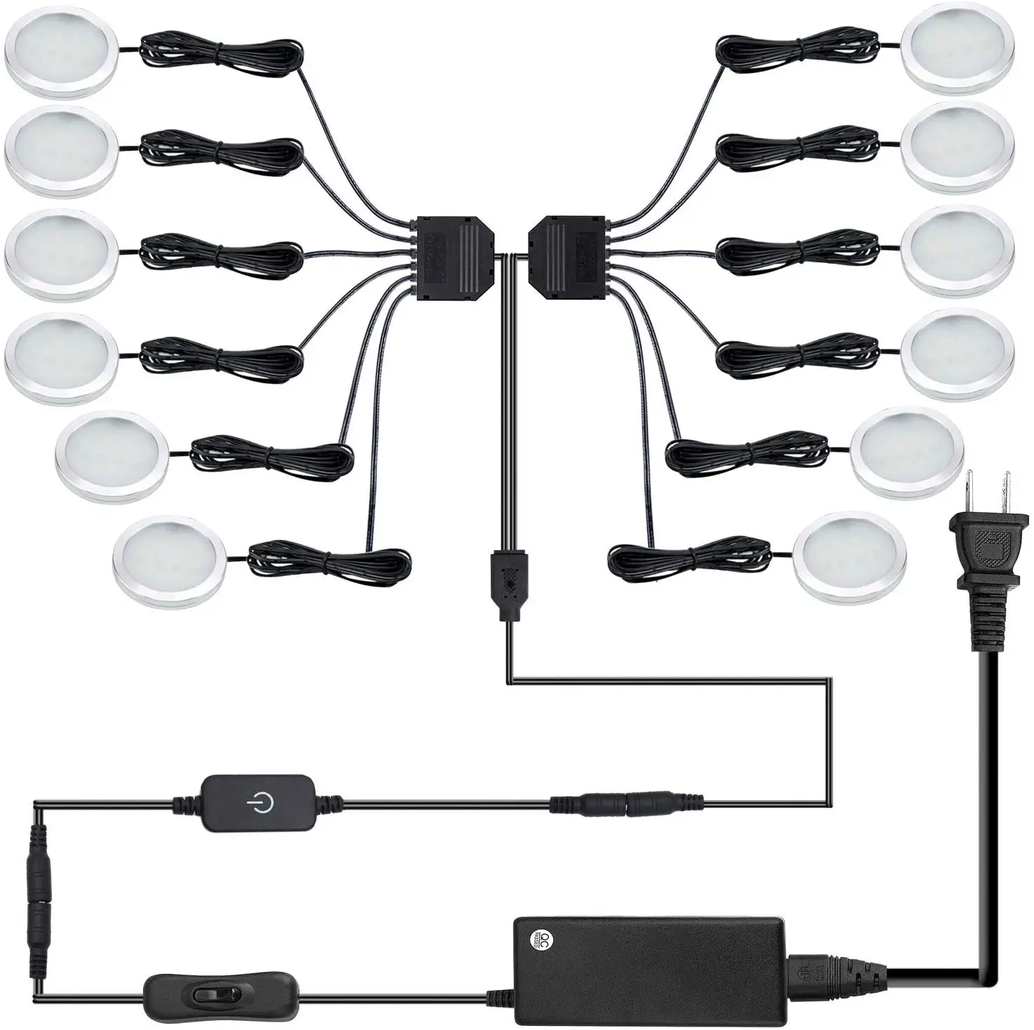 Светодиодная подсветка под шкаф 12 В прилавком сенсорный затемняющий шайба Hardwired