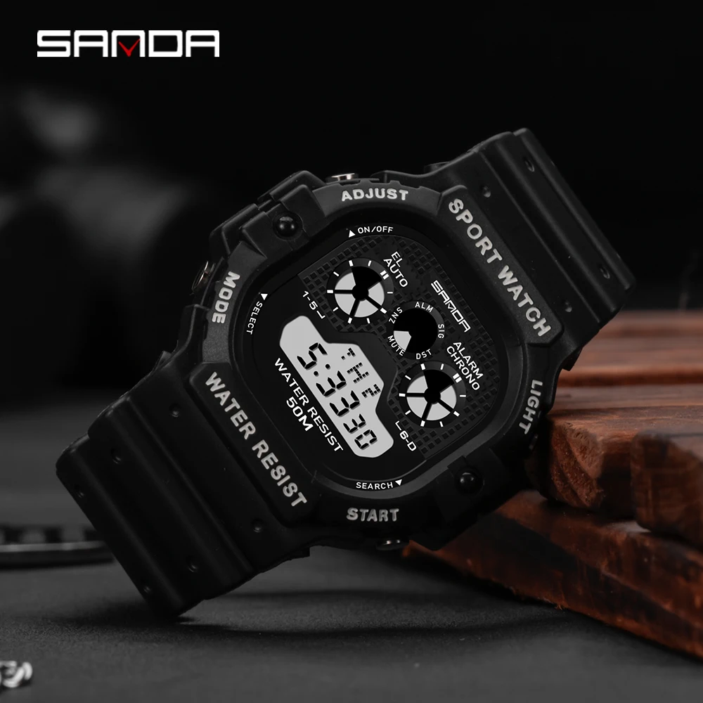 Часы SANDA Мужские Цифровые спортивные Водонепроницаемые светодиодные в стиле