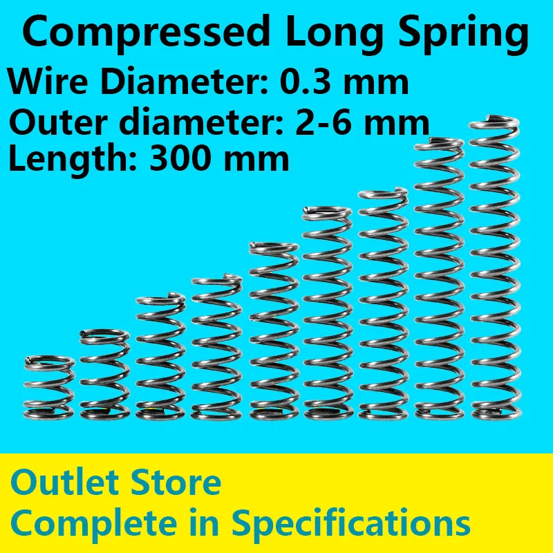 Компрессионная длинная пружинная линия диаметром 0 3 мм внешний диаметр 2-6 длина