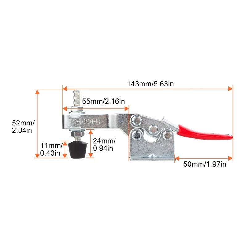 

6Pcs Toggle Clamp GH-201B Quick Release Tool Horizontal Clamps Adjustable Clamps Latch Tooling Accessory