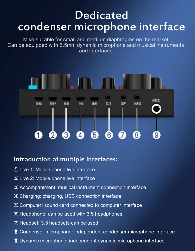 

V8 Plus Bluetooth 4.1 Sound Card Audio Voice Changer Network Live Broadcast Video Sound Card For Cell Phone Computer