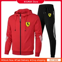 mens football suit zipper hooded jacket pants two sports track suits mens sportswear brand clothing track suits sets