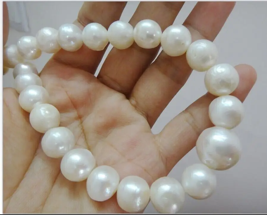 

HUGE 18"11-14MM NATURAL AUSTRALIAN SOUTH SEA GENUINE WHITE NUCLEAR PEARL NECKLACE good