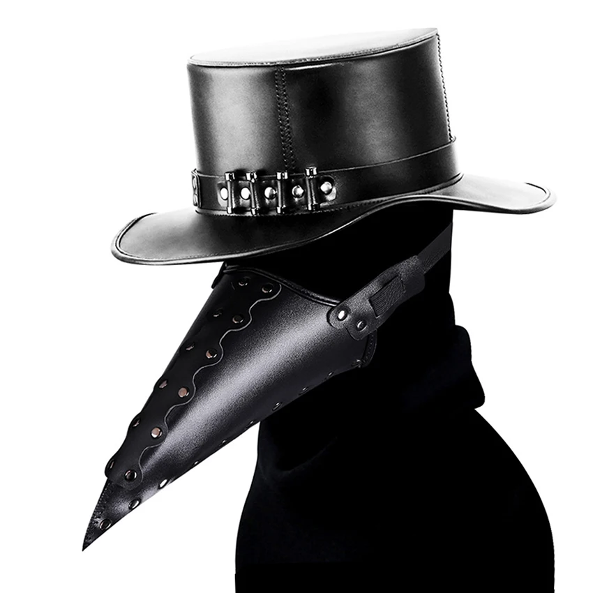 

Plague Doctor Steampunks Masks PU Leather Beak Punks Cosplay Anime Accessories Face Gentleman Hat Halloween Mask Prop Carnival