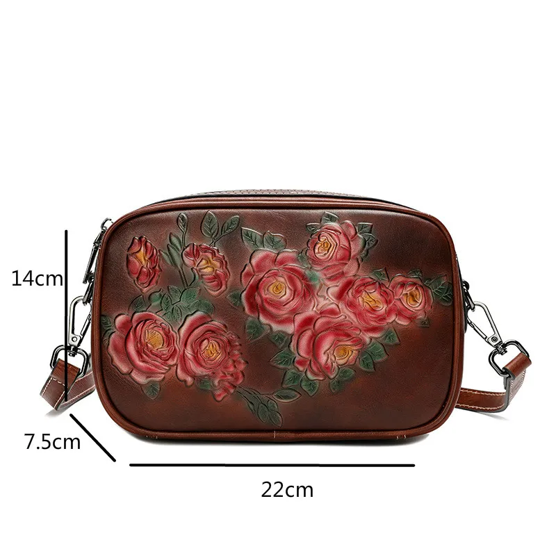 

YourSeason Ladies Handmade Embossed Flower Bag Genuine Leather 2021 Versatile Woman Nature Cowhide Small Shoulder Bags Vintage
