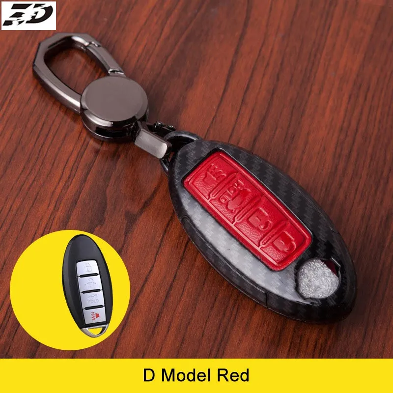 Чехол для автомобильного ключа из углеродного волокна и кожи Nissan Teana X Trail Qashqai Livina