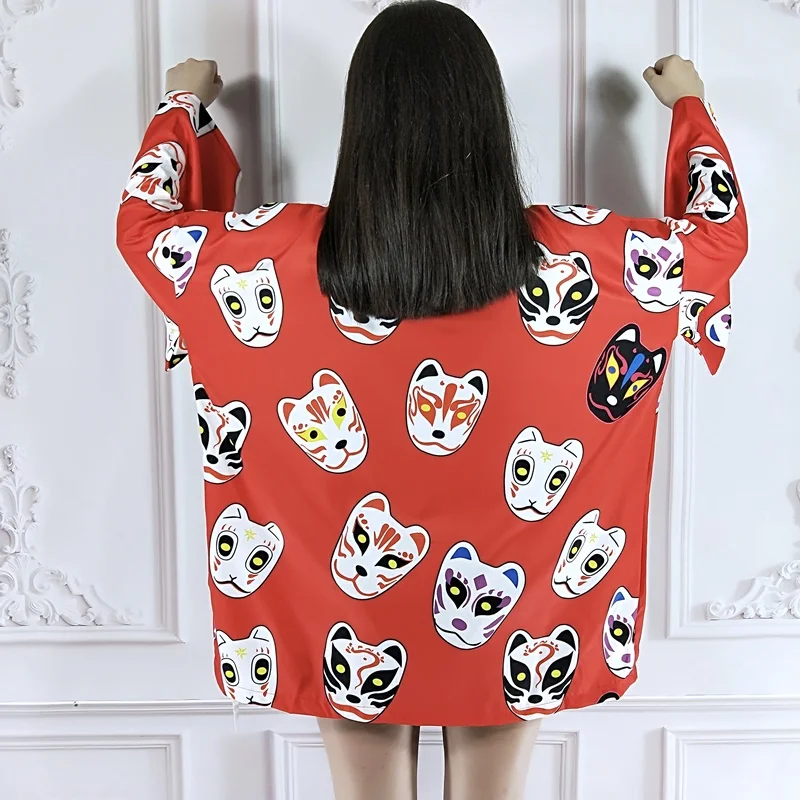 

Japanese Kimono Traditional Yukata 2019 New Women Casual Haori Shirt Clothes Traditional Kimonos Men Streetwear Coat FF2449