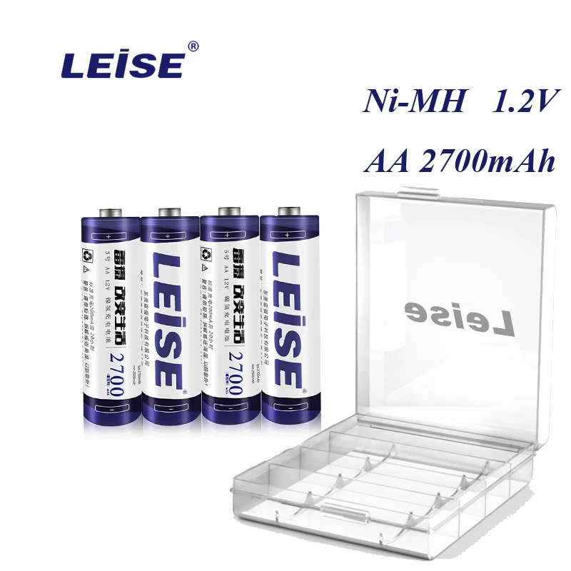 Leise оригинальный AA 2700mah аккумуляторная батарея 1 2 V Ni MH 2A nimh батареи с батарейными