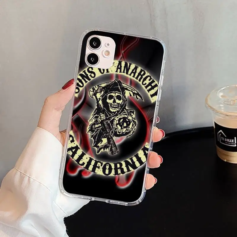 

Sons of Anarchy TV logo Phone Case For iphone 5s 6 7 8 11 12 plus xsmax xr pro mini se Transparent Cover Fundas Coque