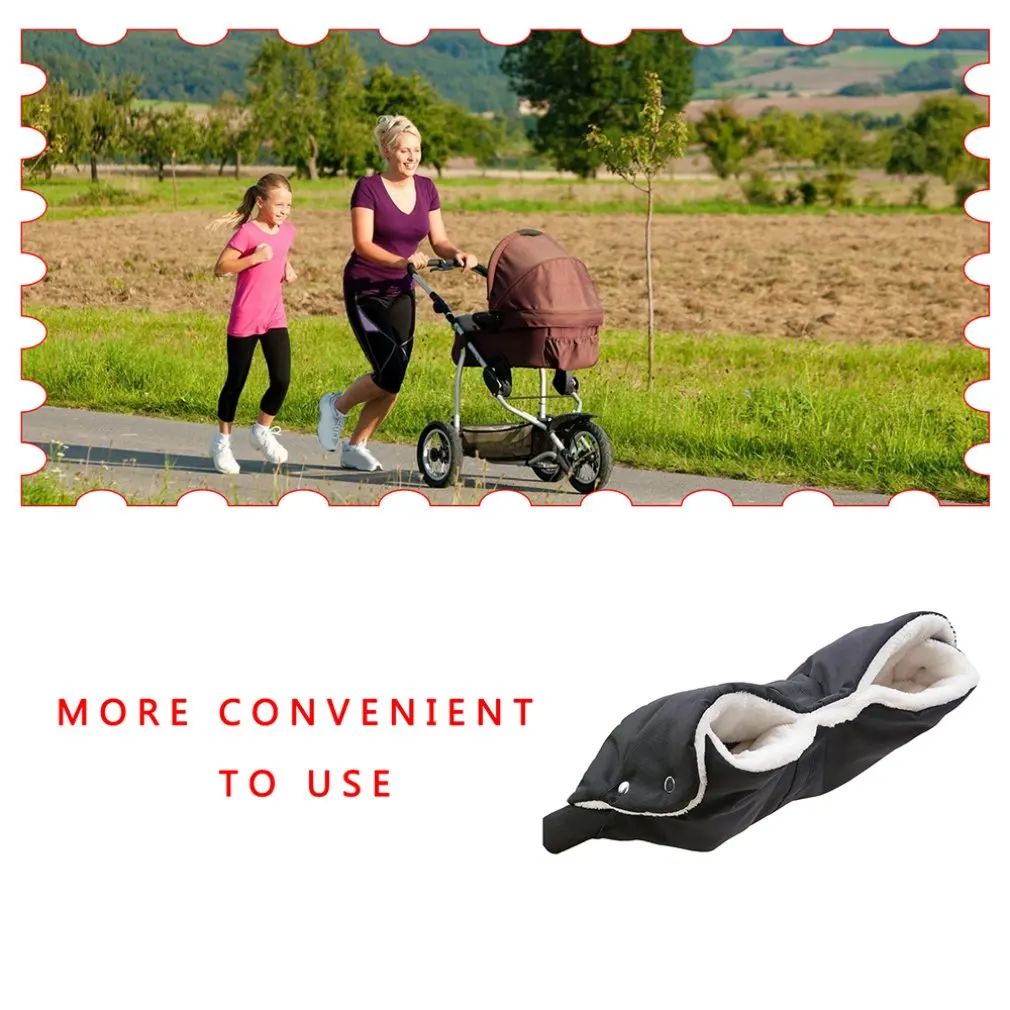 

Durable Baby Stroller Warm Gloves Winter Windproof And Cold-proof Plus Fluffy Thick Wool Stroller Gloves