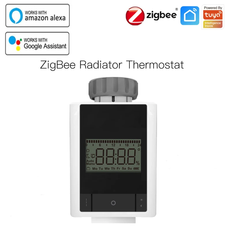 

Tuya ZigBee 3.0 Smart Thermostat Heater TRV Thermostatic Radiator Valve Voice Control Work With Alexa Google Home LCD Display