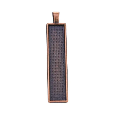 Red Copper MINGXUAN 10 шт./лот Ретро 10X50 мм Прямоугольник внутренний размер подвески настройки основы для кабошонов ободок Пустые лотки Fit Кабошон Камея DIY - Цвет: Red Copper