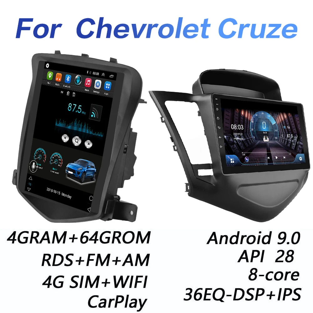 Автомагнитола 2DIN для Chevrolet Cruze 2008 2014 4 + 64 ГБ сенсорный экран в стиле Tesla