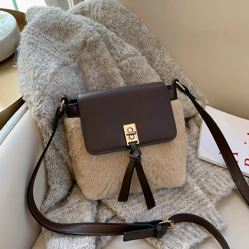 Женские сумки зимний стиль мягкие плюшевые роскошные дизайнерская женская сумка