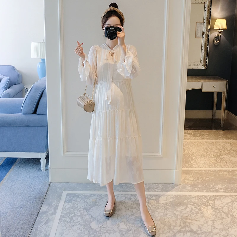 Шифоновые платья высокого качества одежда для беременных осеннее платье с