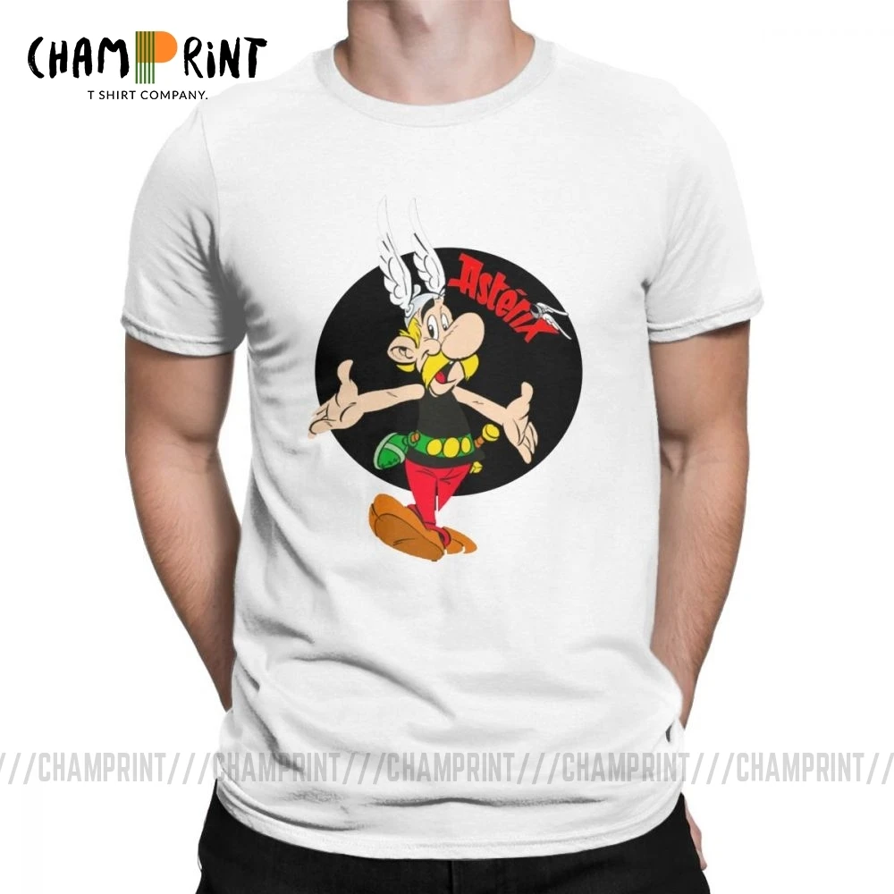 Мужская футболка из 100% хлопка с принтом Asterix And Obelix Comics коротким рукавом и круглым