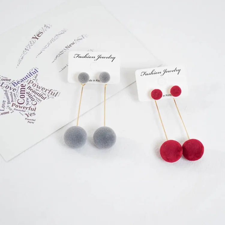 Модные красные черные плюшевые серьги капли в форме сердца для женщин корейские