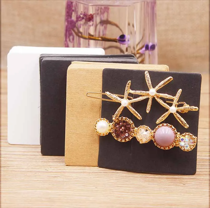 

50pc square shape white jewelry package hair clip card kraft blank paper hairclaw oranments display card 6*6cm
