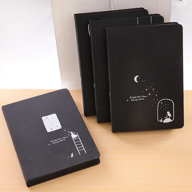 

New Starry Star Moon Hardcover School Student Subject Composition Black Notebook Stationery Supplies A5 For Gifts