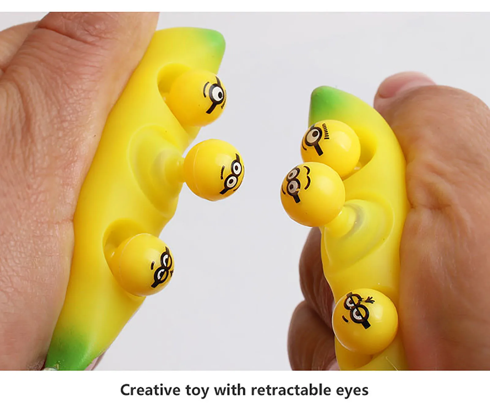 

Squeeze Banana Toy with Retractable Eyeballs Keyring Realistic Looking Stress Relieve Tool