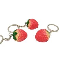 fashion artificial solid strawberry key ring bag pendant resin fruit small gift
