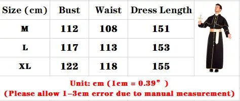 

Adult Pastor Priest Monk Robe Costume Suit Godfather Missionary Priest Serving Priest Serving Halloween Clothing