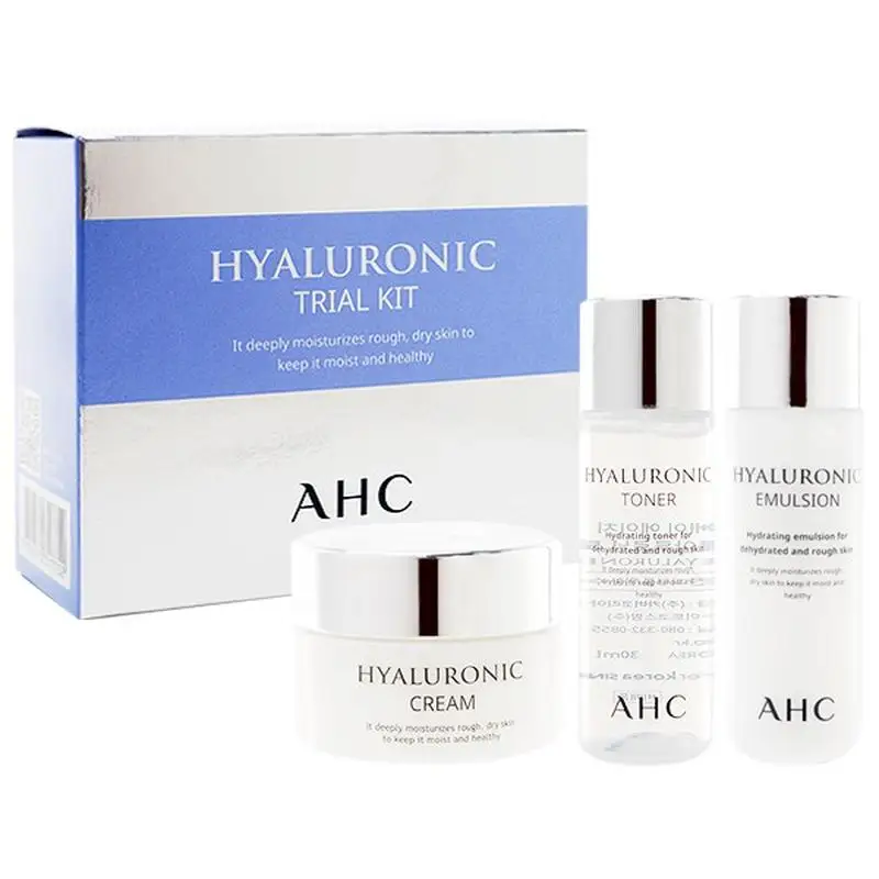 

AHC Hyaluronic Trial Kit ( Toner 30ml+ Emulsion 30ml+ Cream 10ml ) Moisturizing Anti-Wrinkle Anti Aging Shrink Pores FaceEssence