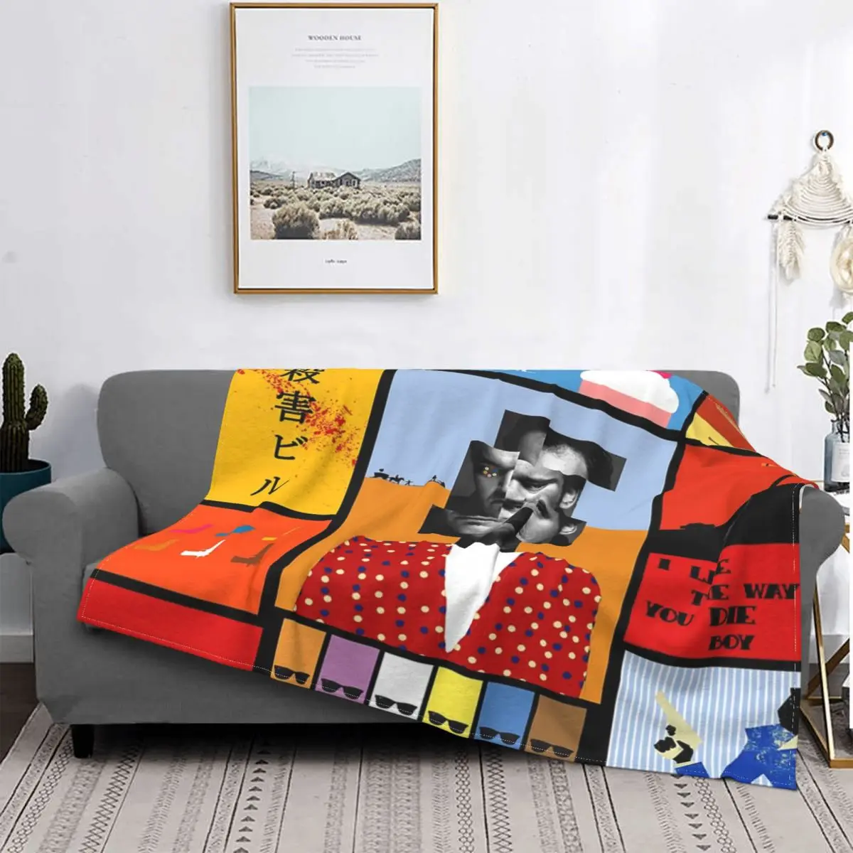 

Tarantino-Manta de Tarantino para cama, colcha a cuadros de lino, manta con capucha de Anime, manta para cama