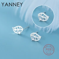 yanney silver color trend small fresh leaf stud earrings woman fashion simple style zircon earrings jewelry