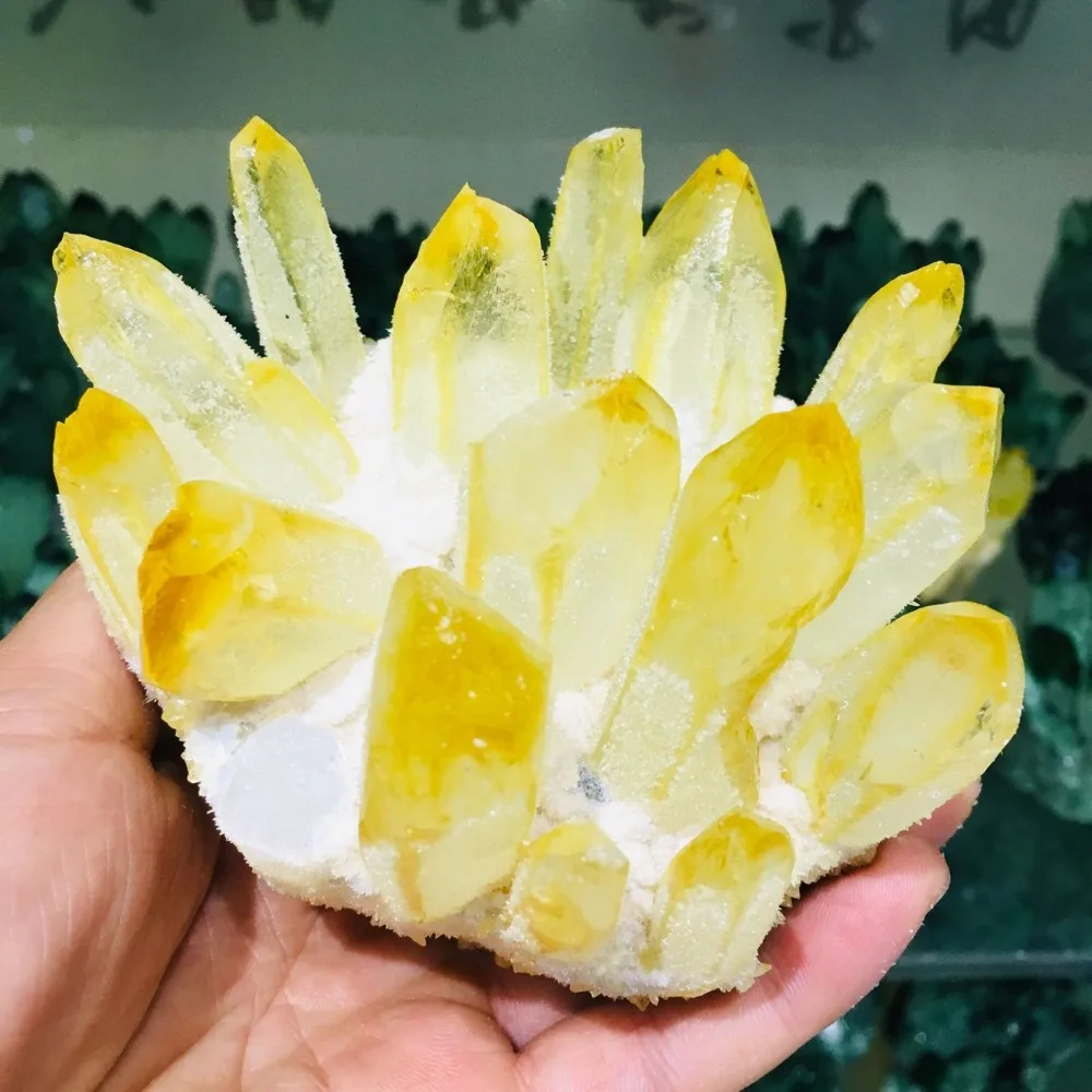 700 г желтый натуральный Ghost Phantom Quartz кристаллический кластер целебный образец