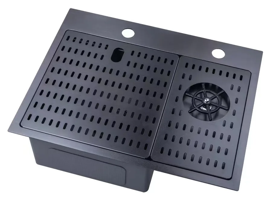 

55*43cm Nano King Kong Black Bar Sink 304 Stainless Steel Small Single Tank High Pressure Cup Washer Coffee Island Basin
