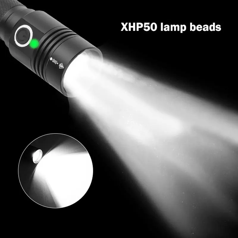 Самый яркий светодиодный фонарик XHP50 тактический фонарь заряжаемый от USB самый с