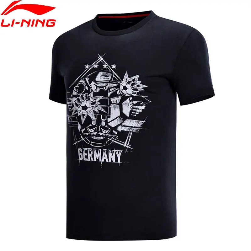 Li-Ning Мужская трендовая футболка из хлопка, Повседневная дышащая удобная спортивная футболка с подкладкой, топы AHSN183 MTS2774
