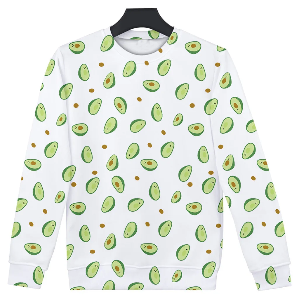 Толстовка с принтом авокадо базовые пуловеры Женский Топ зимняя одежда больших